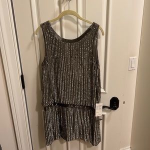 Beaded Parker dress in silver